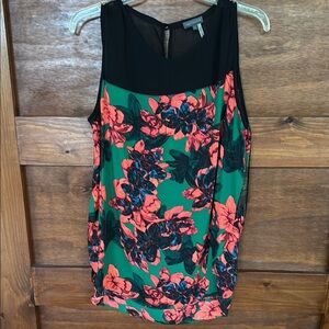 Vince Camuto Sleeveless Green and Orange Blouse
